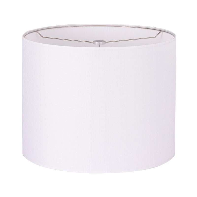 Wellmet 14"x14"x11" Assembly Required Lampshade for Table Lamp, Bedside Lamp, Floor Lamp, Fabric Drum Lampshade Classic Modern Style, Spider Fitter, White - Image 1